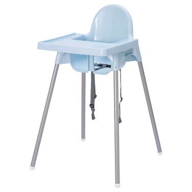Highchair With Tray Light Blue/Silver-Colour