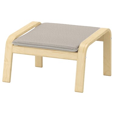Footstool Birch Veneer/Knisa Light Beige
