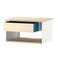 Wall-Mounted Bedside Table Birch Effect White/Blue 36X29X20cm