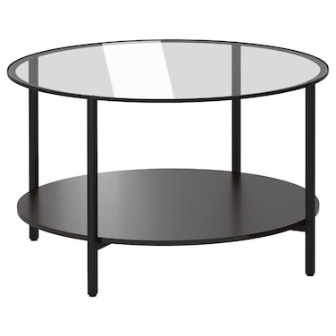 Coffee Table Black-Brown/Glass 75cm