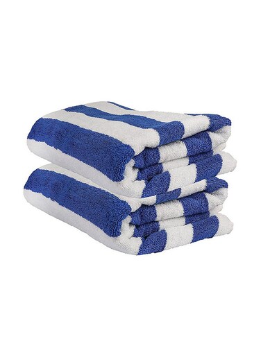 2-Pieces Oversized Beach Towels Extra Large 100% Cotton Summer Pool Cabana Stripe Highly Absorbent And Soft Towel