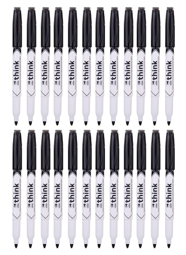 24-Piece Slim White Board Marker Bullet Tip Black Ink