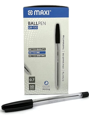 50-Piece Ball Pen 0.7mm Tip Black Ink
