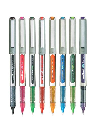 8-Piece Eye Fine Roller Pen 0.7mm Tip Multicolour