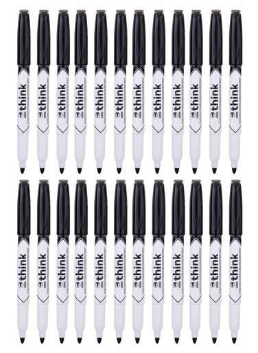 24-Piece Slim White Board Marker Bullet Tip Black Ink