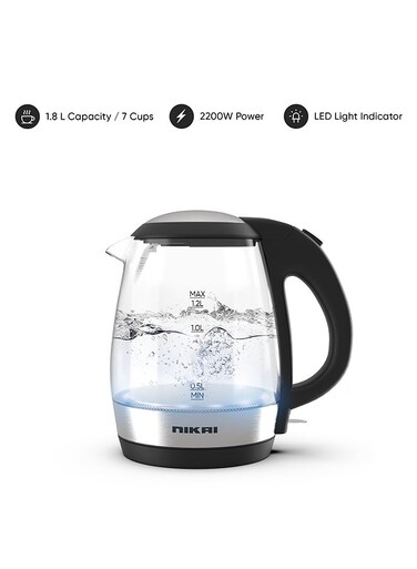 Compact, Cordless Electric Glass Kettle Boiler, Automatic Shut Off, Boil Dry Protection, Led Indicator