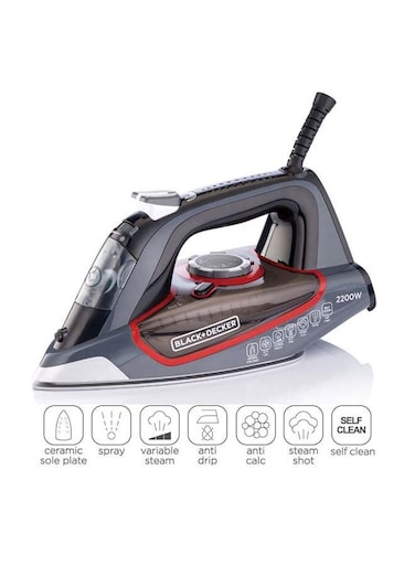 Steam Iron with Ceramic Soleplate, 380ml Water Tank, Powerful Steam Burst