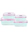 4-Piece Microwave Glass Storage Containers With Lid Pink 1X Big Square Container