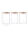 3-Piece Food Storage Glass Jar With Bamboo Airtight Lid Clear 950Ml