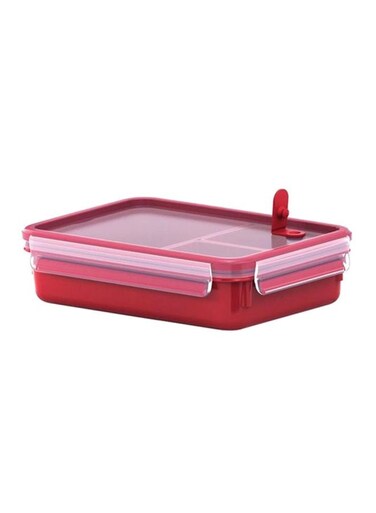 Master Seal Micro Rectangle Food Storage With Inserts Red/Clear 1.2Liters