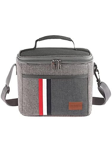 Portable Large Insulated Cooler Leak Proof Water Resistant Lunch Bag For Men Women Adult For Office Shoulder Hand Grey