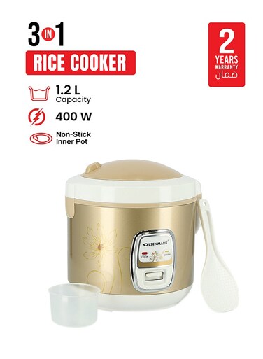 3-In-1 Rice Cooker With Non-Stick Inner Pot Cook Steam &amp; Keep Warm Functions