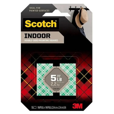 3M Scotch Indoor Double-Sided Mounting Squares (2.5 X 2.5 Cm, 16 Pc.)