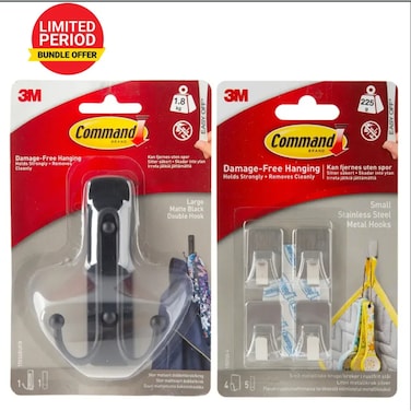 3M Command Season Promo Black Matte Hook With Metal Hook Pack (2 Pc.)