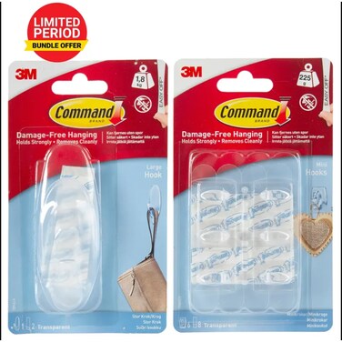 3M Command Season Promo Large Clear Hook With Mini Hook Pack (2 Pc.)