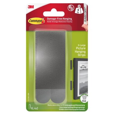 3M Command Picture Hanging Strips (4 Pairs, Up To 9 Kg, Black)
