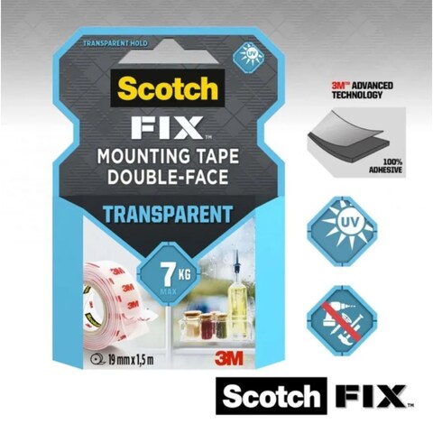 Scotch Fix Double-Face Transparent Mounting Tape (19 Mm X 1.5 M)