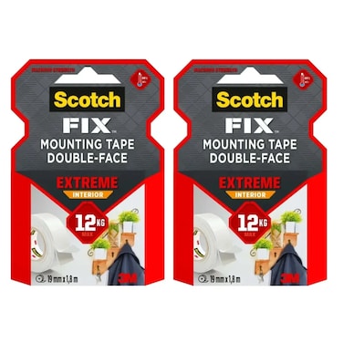 Scotch Fix Double-Face Extreme Interior Mounting Tape (19 Mm X 1.8 M, Pack Of 2)