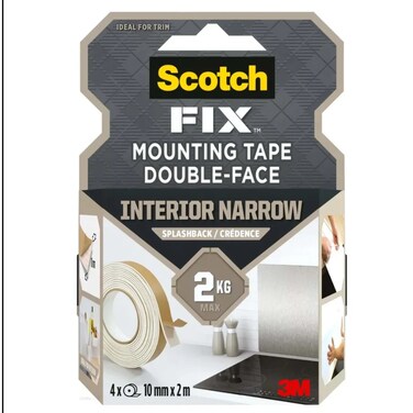 Scotch Fix Double-Face Interior Narrow Mounting Tape For Splashback (4 Rolls, 10 Mm X 2 M)