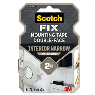 Scotch Fix Double-Face Interior Narrow Mounting Tape For Trim (4 Rolls, 10 Mm X 2 M)
