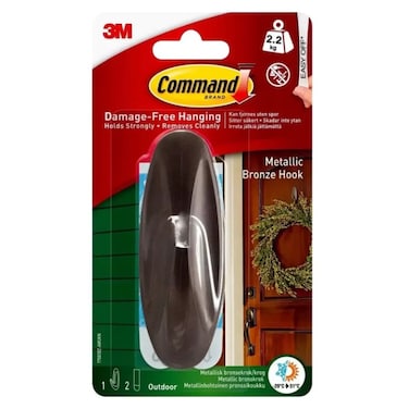 3M Command Outdoor Large Metallic Designer Hook (Bronze, Up To 2.2 Kg)