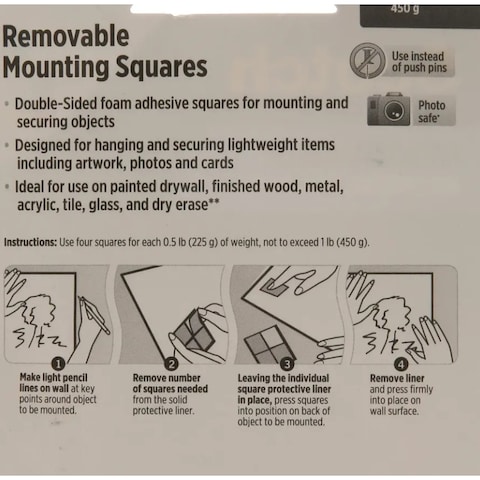 3M Scotch Removable Mounting Squares (2.5 X 2.5 Cm, 16 Pcs)