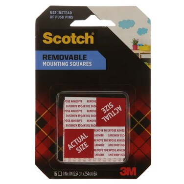 3M Scotch Removable Mounting Squares (2.5 X 2.5 Cm, 16 Pcs)