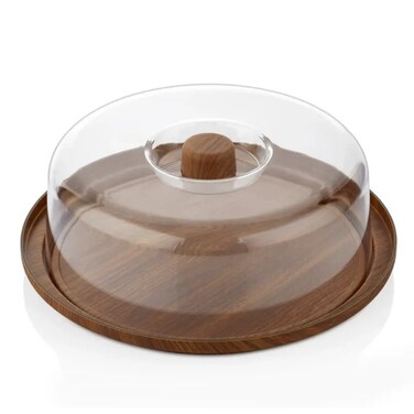 Evelin Wooden Cake Tray W/Cover