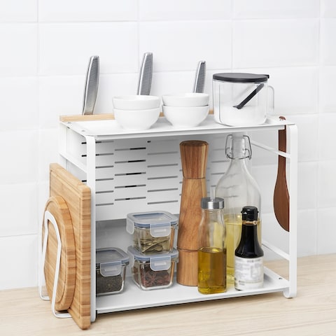 Kitchen Countertop Organiser, Bamboo/White, 40X21Cm
