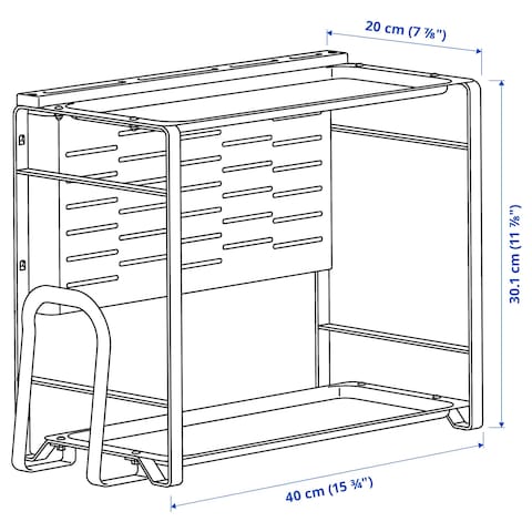 Kitchen Countertop Organiser, Bamboo/White, 40X21Cm