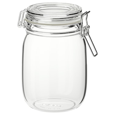 Jar With Lid, Clear Glass, 1 L