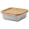 Food Container With Lid, Square Stainless Steel/Bamboo, 600 Ml
