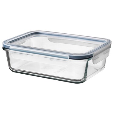 Ramadan Offcer Food Container With Lid, Rectangular Glass/Plastic, 1.0 L