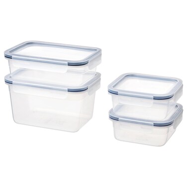 Food Container With Lid, Set Of 4, Plastic