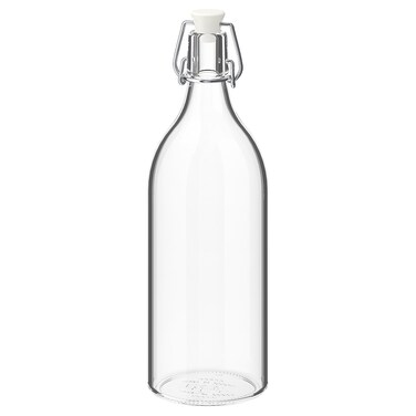 Bottle With Stopper, Clear Glass, 1 L
