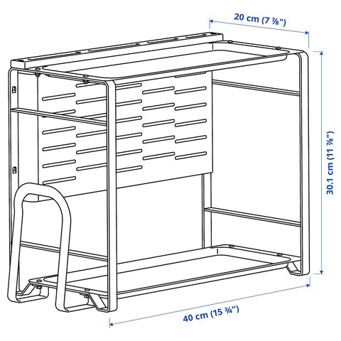 Ramadan Offcer Kitchen Countertop Organiser, Bamboo/White, 40X21Cm
