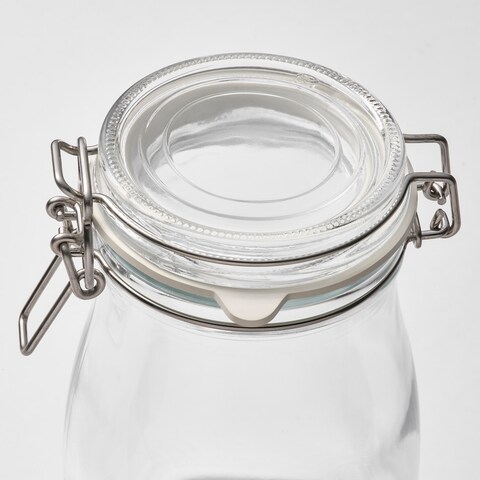 Ramadan Offcer Bottle Shaped Jar With Lid, Clear Glass, 0.4 L