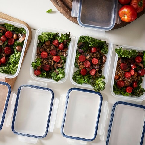 Ramadan Offcer Food Container With Lid 3 Pack, Rectangular/Plastic, 1.0 L