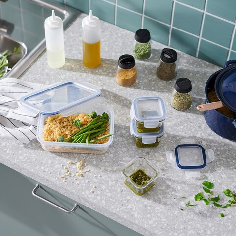Ramadan Offcer Food Container With Lid 3 Pack, Rectangular/Plastic, 1.0 L