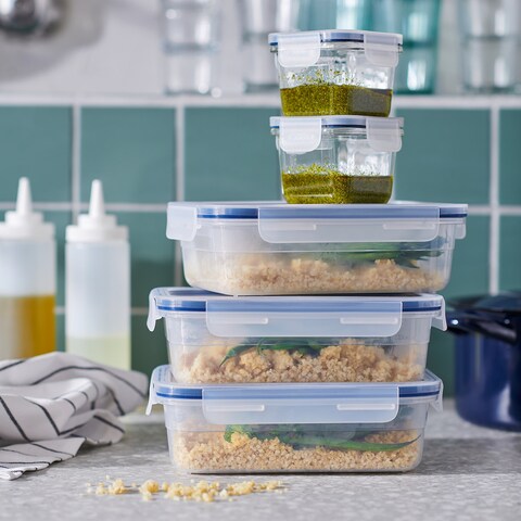 Ramadan Offcer Food Container With Lid 3 Pack, Rectangular/Plastic, 1.0 L