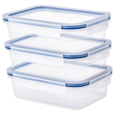 Ramadan Offcer Food Container With Lid 3 Pack, Rectangular/Plastic, 1.0 L