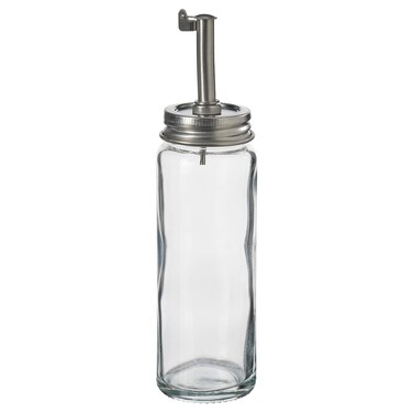 Oil/Vinegar Bottle, Clear Glass/Stainless Steel, 16Cm