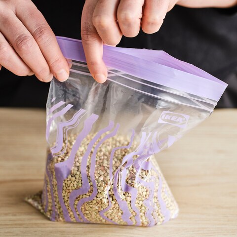 Resealable Bag 20 Pack, Patterned Lilac, 1 L