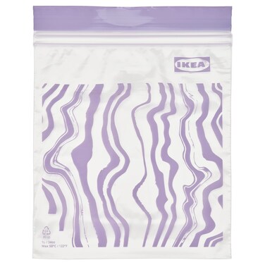 Resealable Bag 20 Pack, Patterned Lilac, 1 L