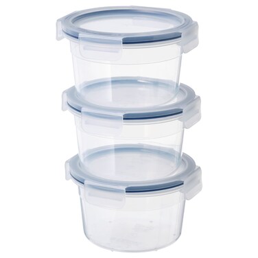 Ramadan Offcer Food Container With Lid, Round/Plastic 3 Pack, 750 Ml