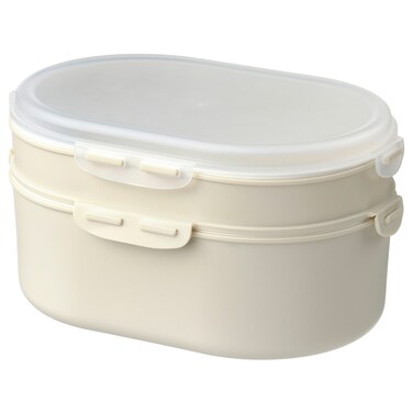Ramadan Offcer Stackable Lunch Box For Dry Food, Light Grey-Beige