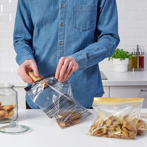 Ramadan Offcer Resealable Bag 50 Pack, Patterned Black/Yellow, 2.5/1.2 L