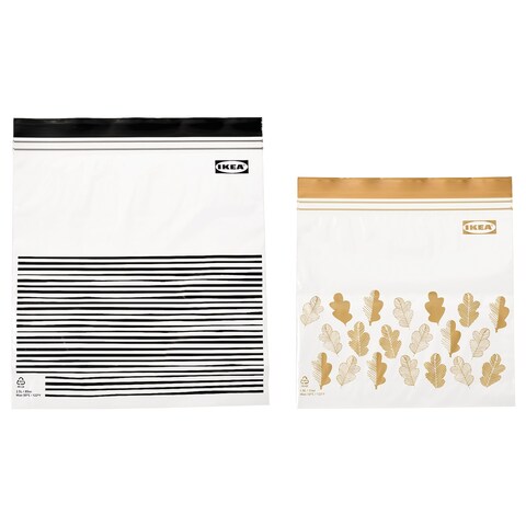 Ramadan Offcer Resealable Bag 50 Pack, Patterned Black/Yellow, 2.5/1.2 L