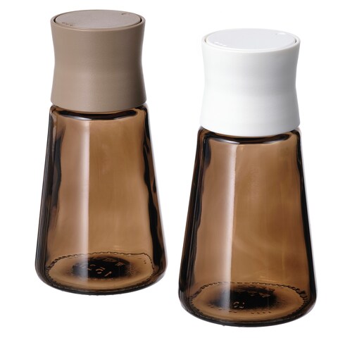 Ramadan Offcer Salt And Pepper Shakers 2 Pack, Glass/Brown, 12Cm