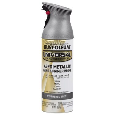 Rust-Oleum Universal Advanced Formula Aged Metallic Paint &amp; Primer in One (Weathered Steel, 312 g)